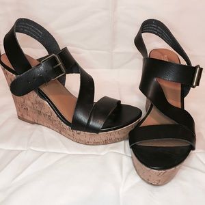 Strapped black mossimo wedges